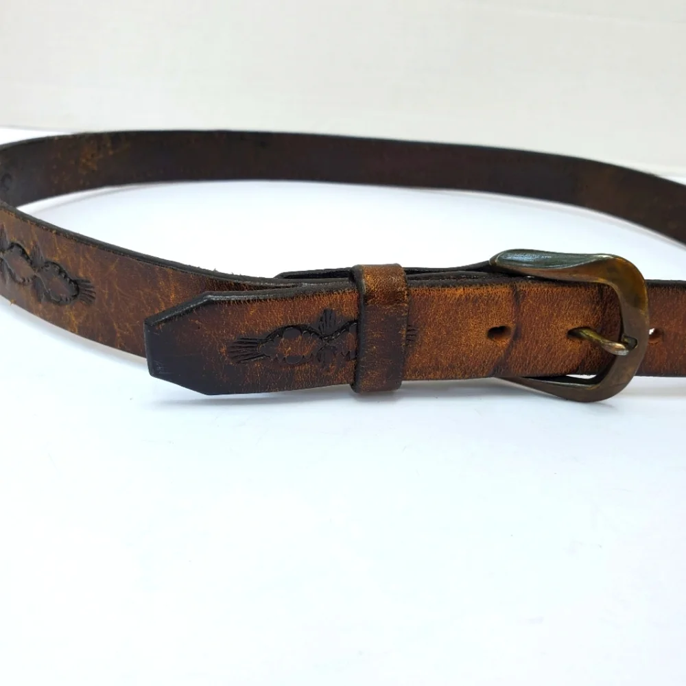 Python & Turquiose Leather Belt Genuine by Southwick / Western Boho - Picture 15 of 16